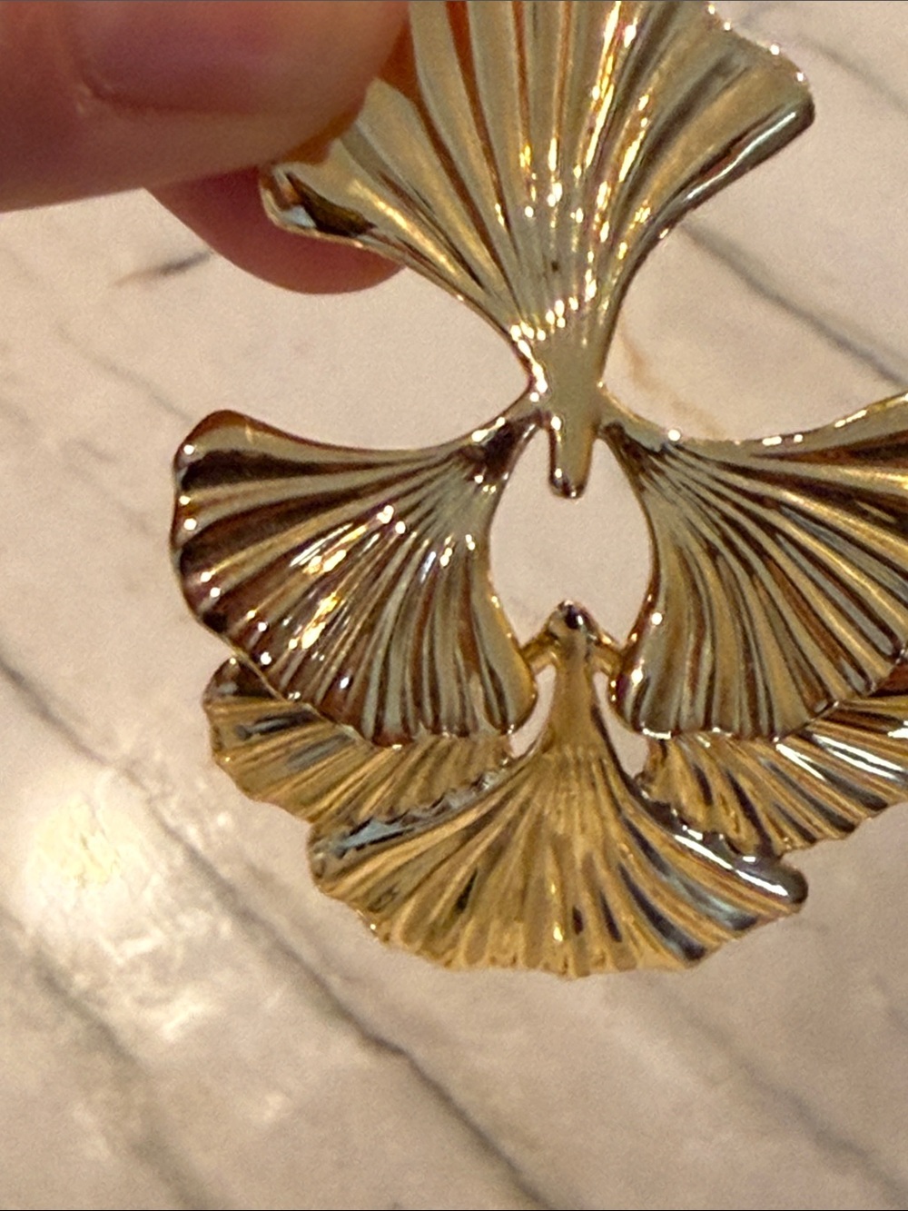 Authentic Tuckernuck Like New Ginkgo Leaf Statement Earrings - Picture 4 of 4